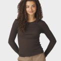 Neo Noir - Nella Fine Rib Blouse - Dark brown