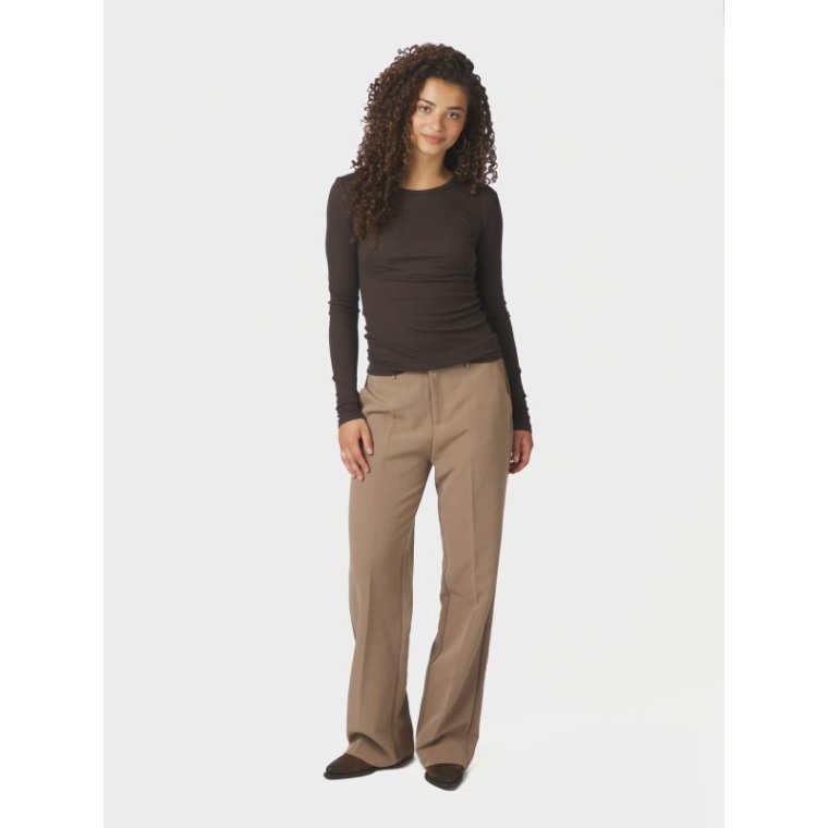 Neo Noir - Nella Fine Rib Blouse - Dark brown