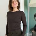 Neo Noir - Nella Fine Rib Blouse - Dark brown