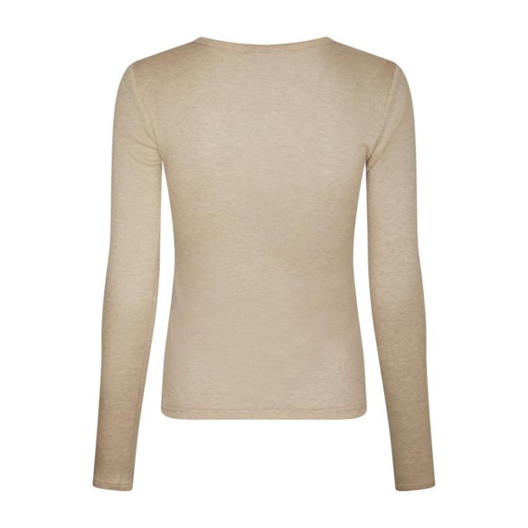 Neo Noir - Nella Fine Rib Blouse - Beige Melange