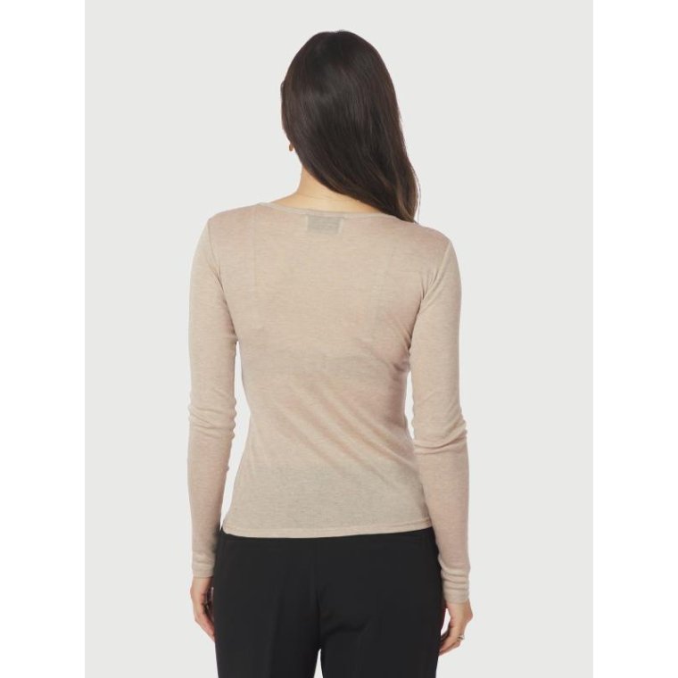 Neo Noir - Nella Fine Rib Blouse - Beige Melange