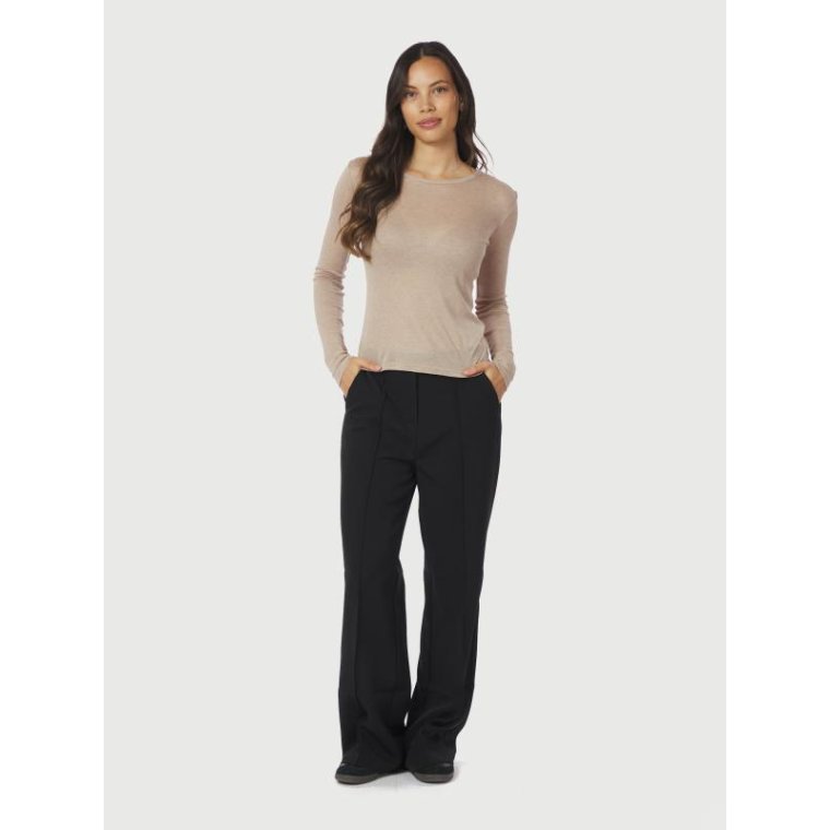Neo Noir - Nella Fine Rib Blouse - Beige Melange