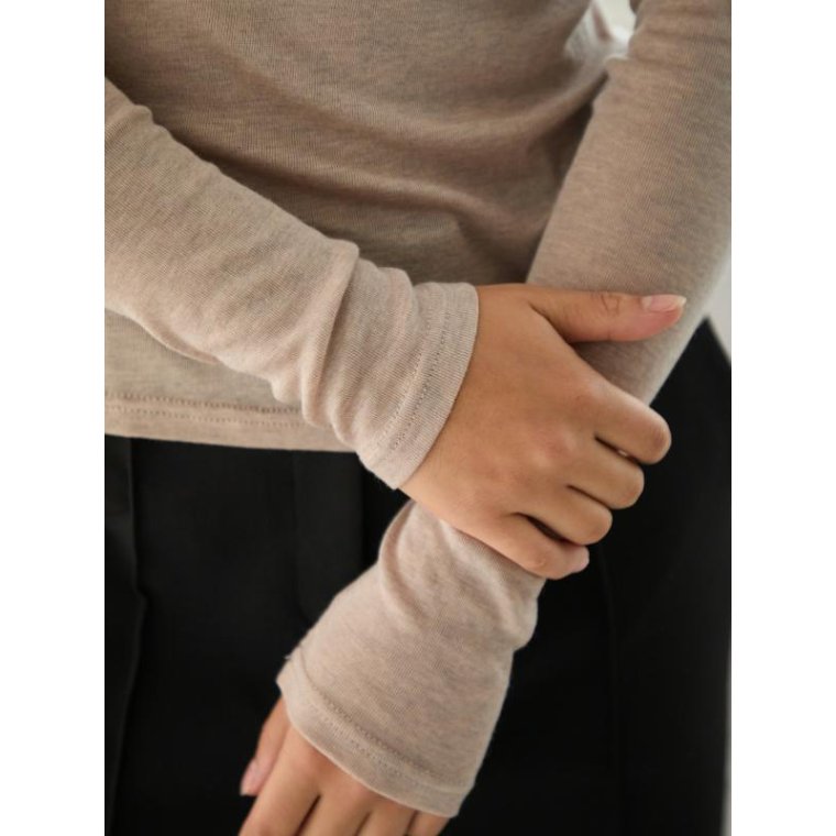 Neo Noir - Nella Fine Rib Blouse - Beige Melange