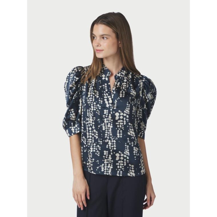 Neo Noir - Roella Scatter Print Blouse - Navy