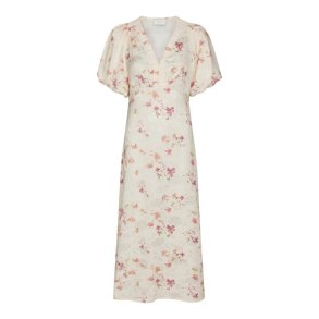 Neo Noir - Illana Sateen Print Dress - Creme