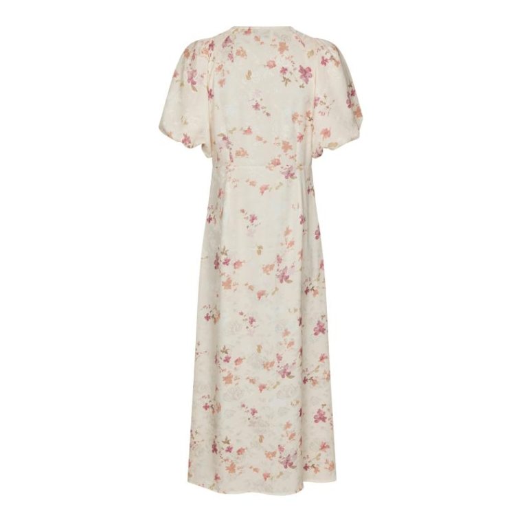 Neo Noir - Illana Sateen Print Dress - Creme
