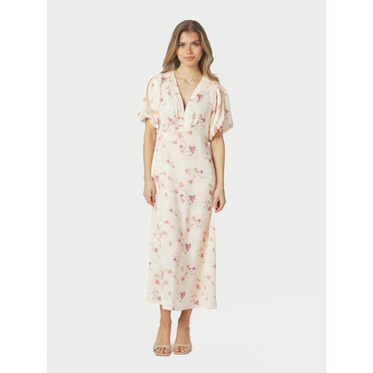 Neo Noir - Illana Sateen Print Dress - Creme