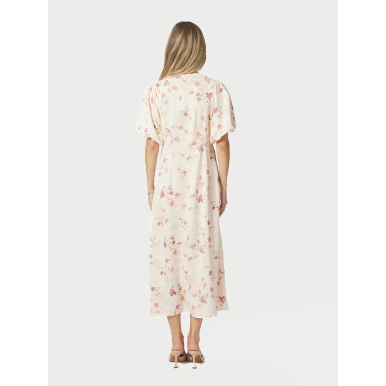 Neo Noir - Illana Sateen Print Dress - Creme