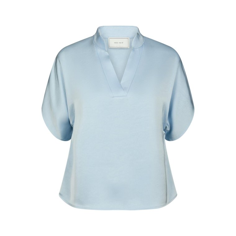 Neo Noir - Anelle Heavy Sateen Blouse - Light Blue
