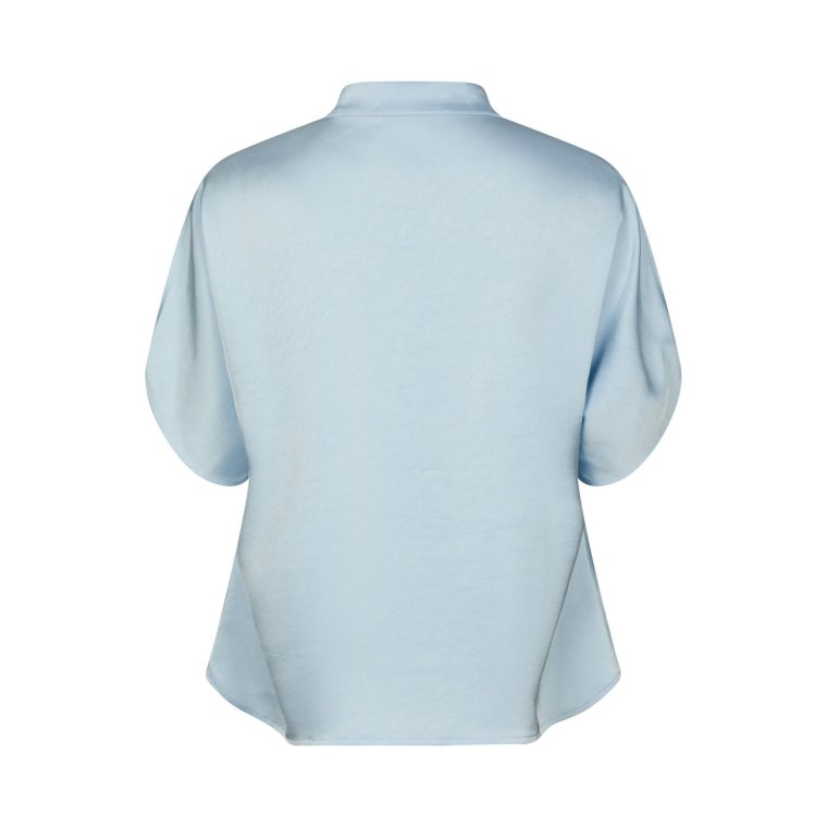 Neo Noir - Anelle Heavy Sateen Blouse - Light Blue