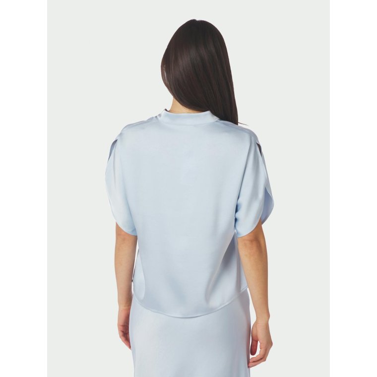 Neo Noir - Anelle Heavy Sateen Blouse - Light Blue