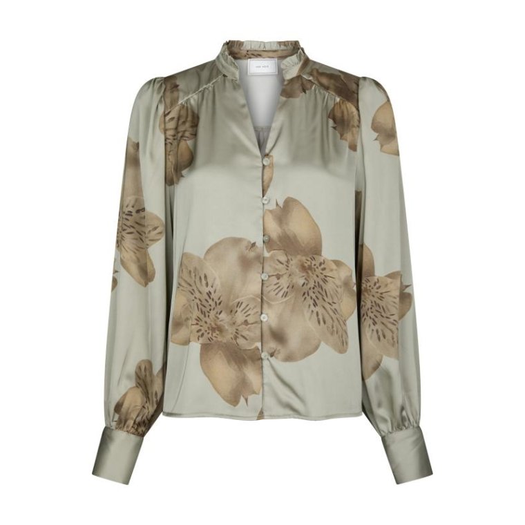 Neo Noir - Massima Misty Orchid Blouse - Smoke Green