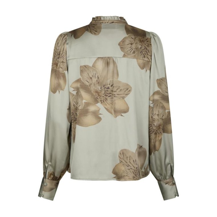 Neo Noir - Massima Misty Orchid Blouse - Smoke Green