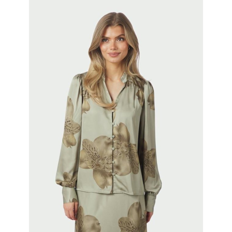 Neo Noir - Massima Misty Orchid Blouse - Smoke Green