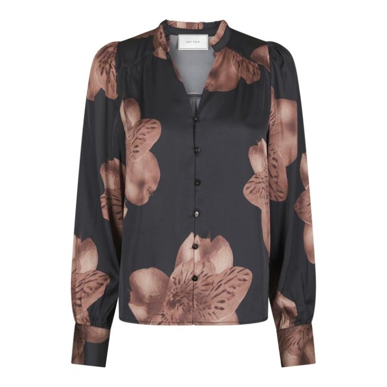 Neo Noir - Massima Misty Orchid Blouse - Midnight Blue