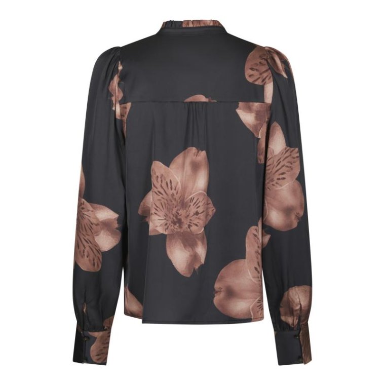 Neo Noir - Massima Misty Orchid Blouse - Midnight Blue
