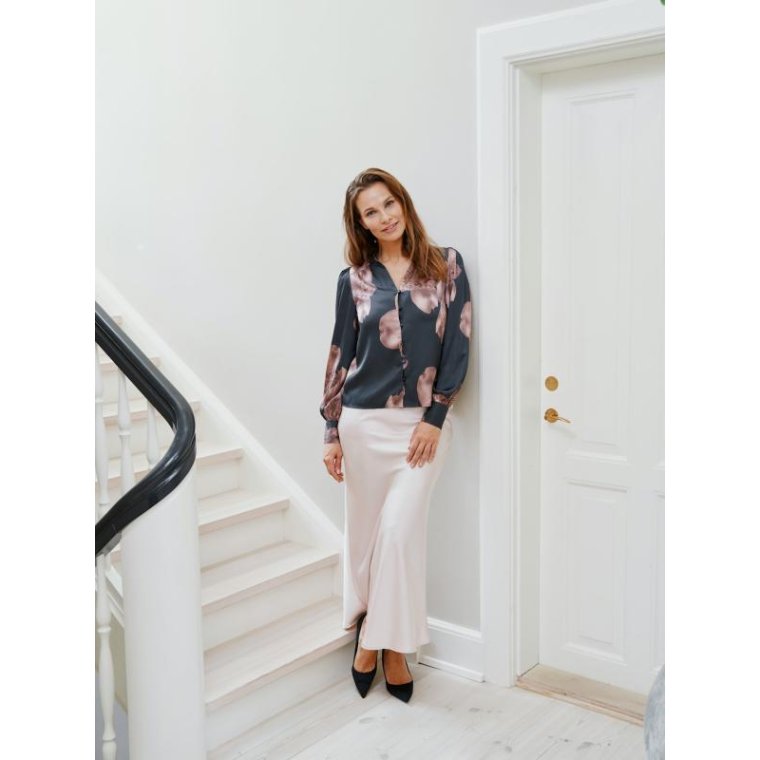 Neo Noir - Massima Misty Orchid Blouse - Midnight Blue