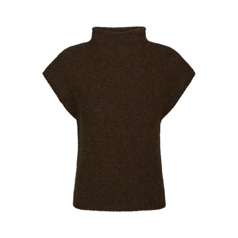 Neo Noir - Jona Knit Top - Brown Melange