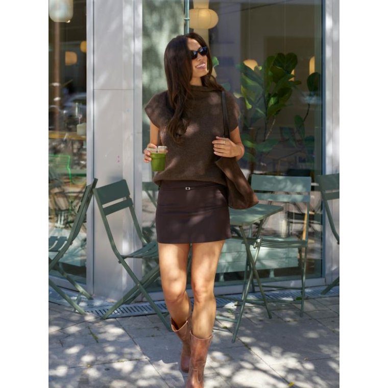 Neo Noir - Jona Knit Top - Brown Melange