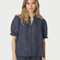 Neo Noir - Zika Flower Stripe Blouse - DARK BLUE