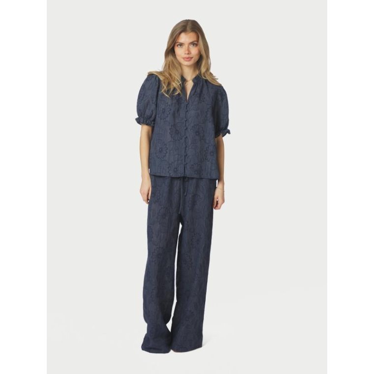Neo Noir - Zika Flower Stripe Blouse - DARK BLUE
