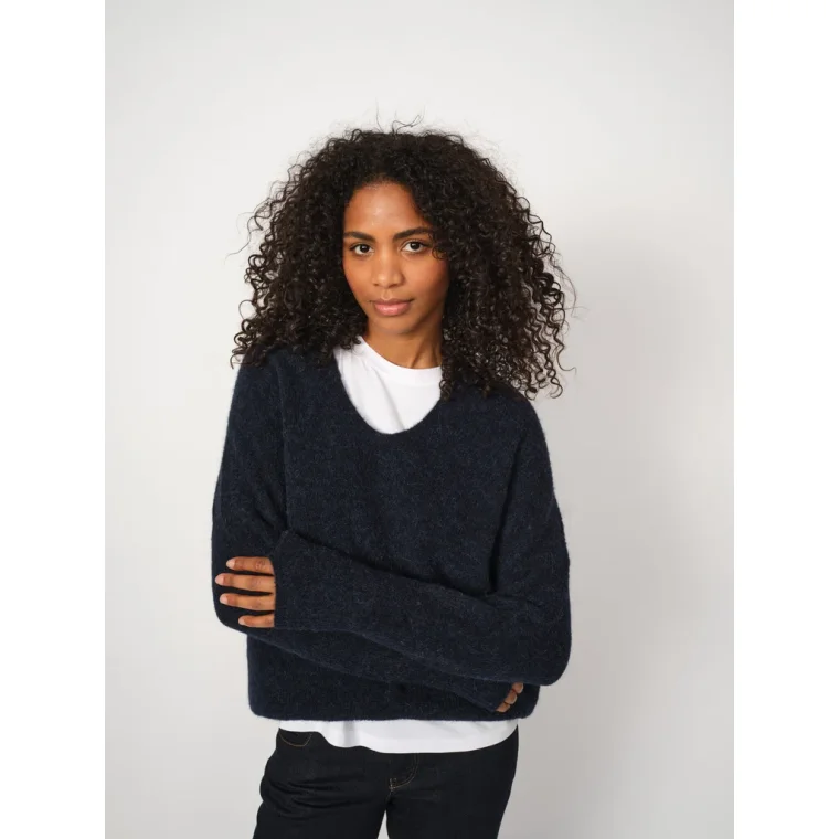 Mos Mosh - MMThora V-Neck Knit - Salute Navy