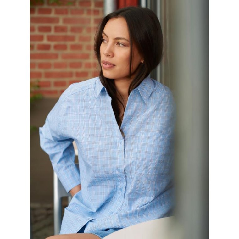 Neo Noir - Dalma Triple Check Shirt - Light Blue