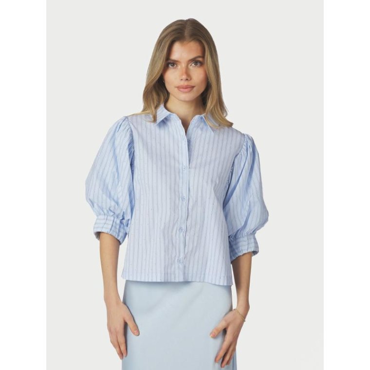 Neo Noir - Etta Stripe Stone Shirt - Light Blue