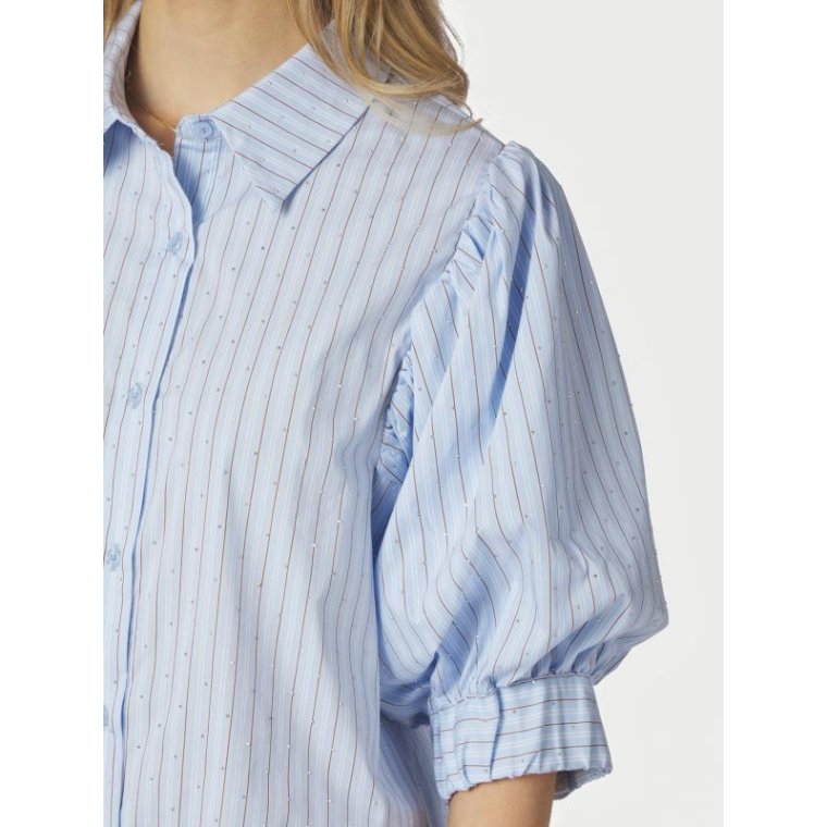 Neo Noir - Etta Stripe Stone Shirt - Light Blue