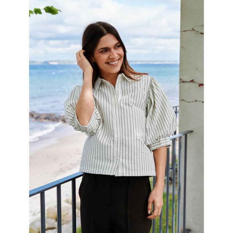 Neo Noir - Etta Slim Stripe Shirt - Off White