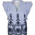Neo Noir - Jayla Stripe Embroidery Top - Blue