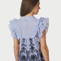 Neo Noir - Jayla Stripe Embroidery Top - Blue