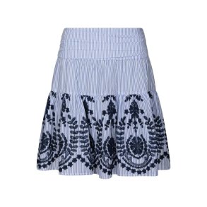 Neo Noir - Tarrow Stripe Embroidery Skirt - Blue