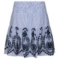Neo Noir - Tarrow Stripe Embroidery Skirt - Blue