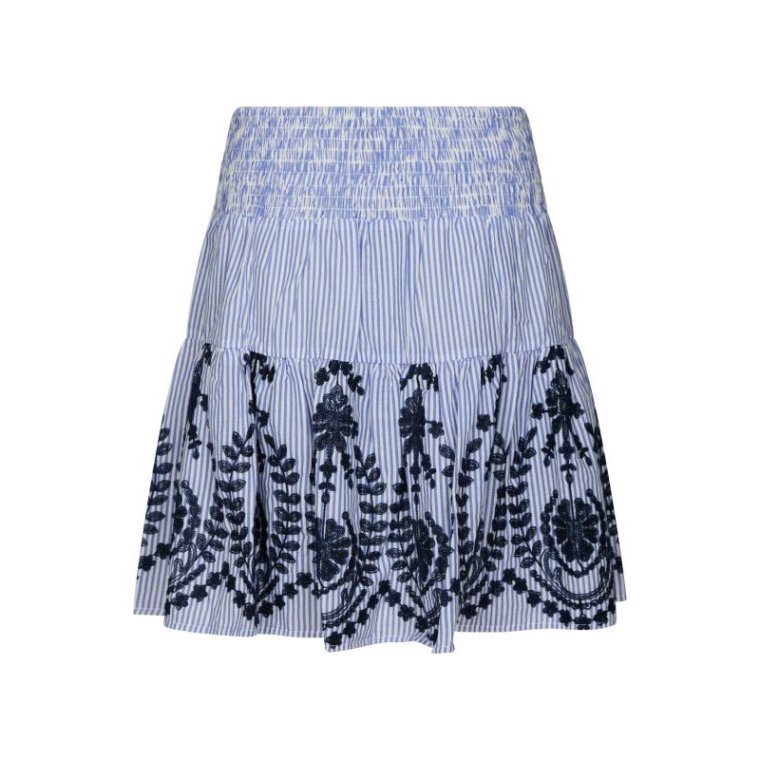 Neo Noir - Tarrow Stripe Embroidery Skirt - Blue
