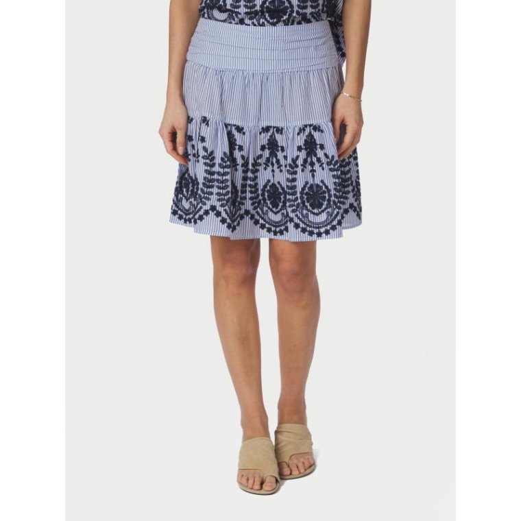 Neo Noir - Tarrow Stripe Embroidery Skirt - Blue