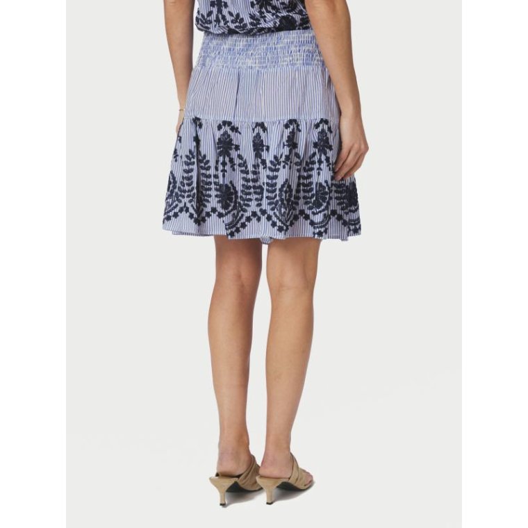 Neo Noir - Tarrow Stripe Embroidery Skirt - Blue
