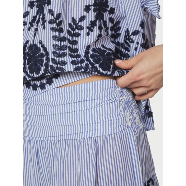 Neo Noir - Tarrow Stripe Embroidery Skirt - Blue