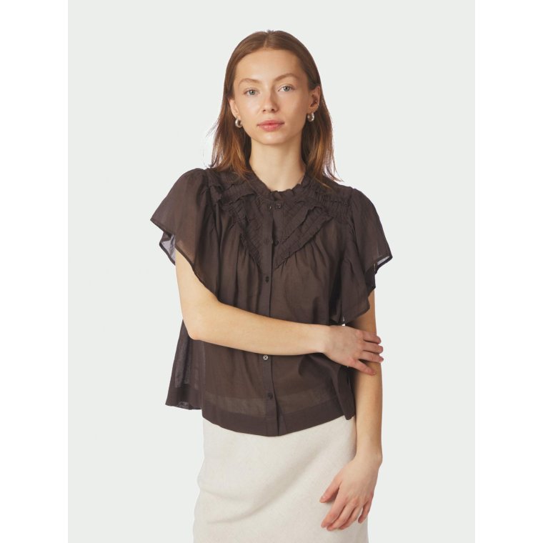 Neo Noir - Vinsa S Voile Top - Dark brown