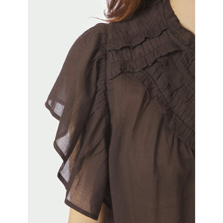 Neo Noir - Vinsa S Voile Top - Dark brown