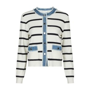 Neo Noir - Zelma Stripe Denim Cardigan - Off White