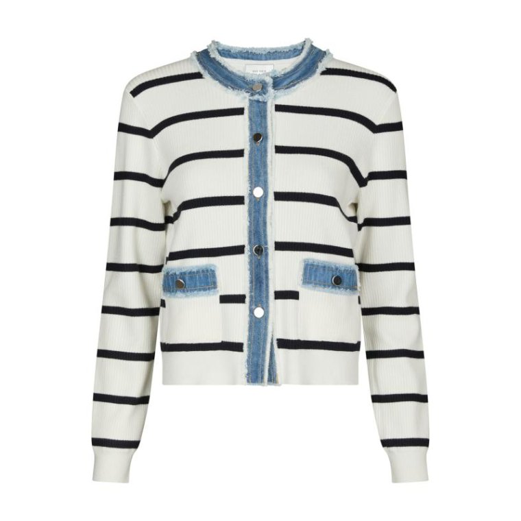 Neo Noir - Zelma Stripe Denim Cardigan - Off White