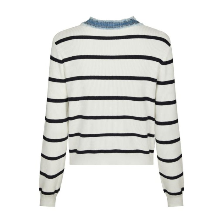 Neo Noir - Zelma Stripe Denim Cardigan - Off White