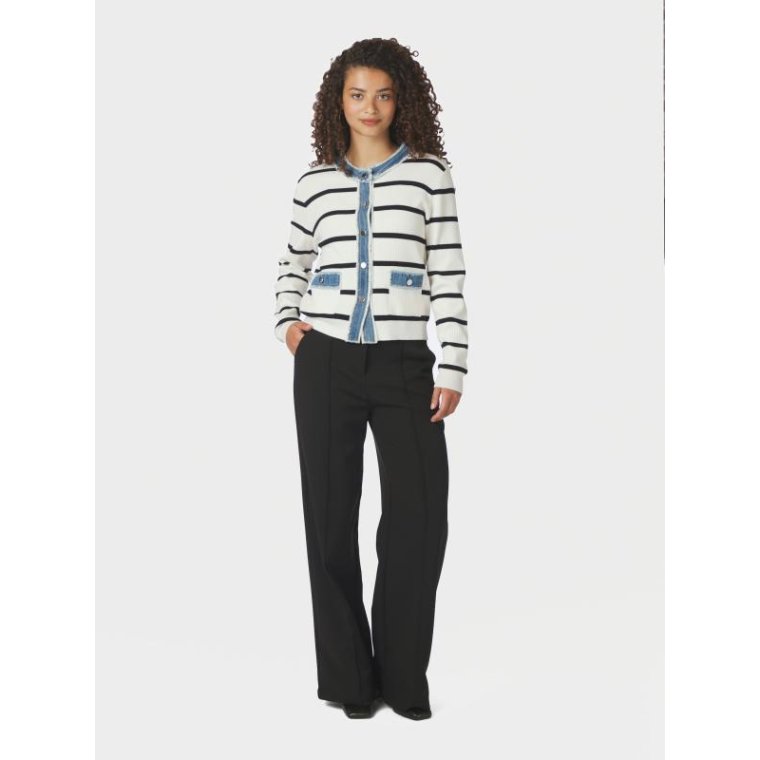 Neo Noir - Zelma Stripe Denim Cardigan - Off White