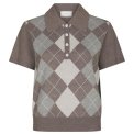 Neo Noir - Gia Check Knit Blouse - Dark Taupe