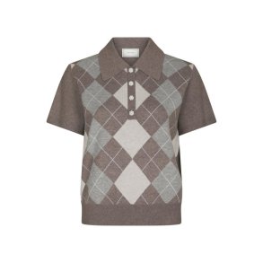 Neo Noir - Gia Check Knit Blouse - Dark Taupe