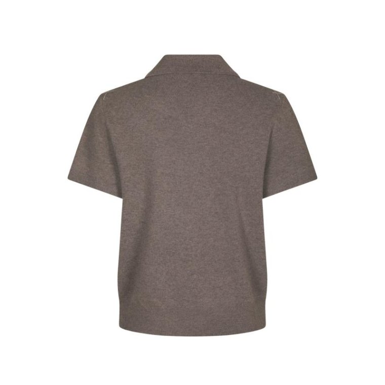 Neo Noir - Gia Check Knit Blouse - Dark Taupe