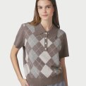 Neo Noir - Gia Check Knit Blouse - Dark Taupe