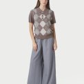 Neo Noir - Gia Check Knit Blouse - Dark Taupe