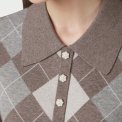 Neo Noir - Gia Check Knit Blouse - Dark Taupe